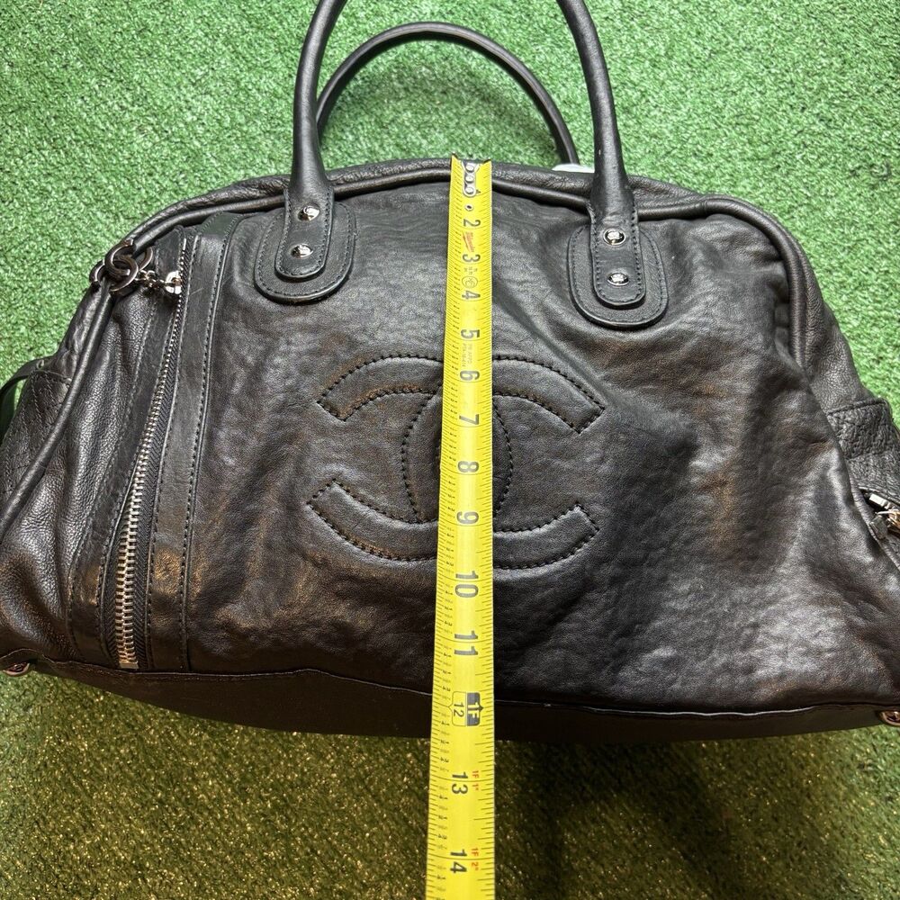 CHANEL Coco Mark Matelasse Boston Bag Travel Black Large Bowling Bag Authentic - Picture 12 of 16